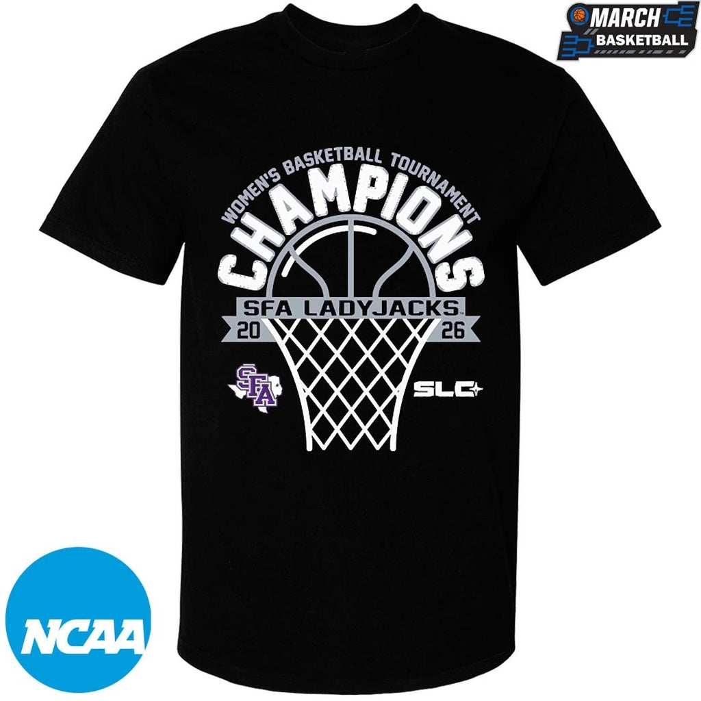 Stephen F Austin Ladyjacks 2026 Southland Conference Women’s Basketball Tournament Champions T-Shirts