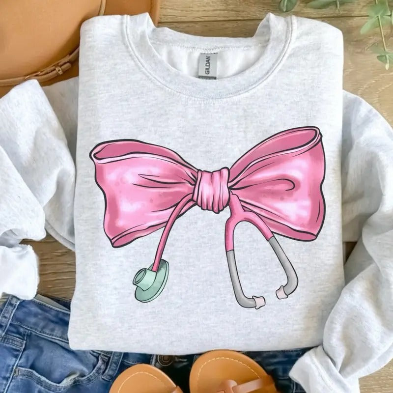 Stethoscope Bow Ash Grey T-Shirts, Hoodie, Sweatshirt