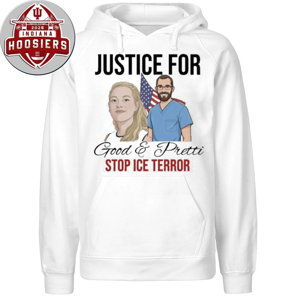 Stop ICE Terror Justice For Good and Pretti American Flag T-Shirt