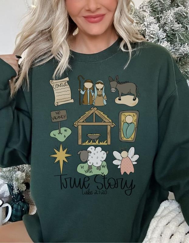 Story of Christmas Sweatshirt Christmas Sweater, Happy Christmas Tee Hoodie | HypeCrazeTee.com