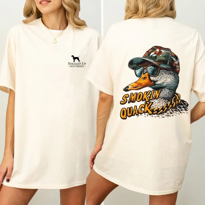Straight Up Southern T-Shirt - Bold and Quirky Duck Graphic with Gold Chain and Camo Cap, Unisex T-Shirts for Outdoor...