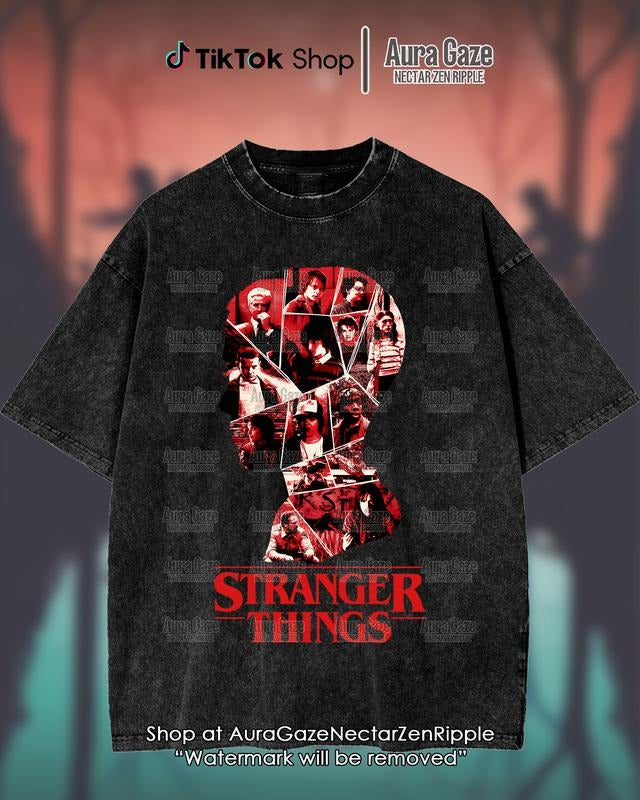 Stranger Thing Character Washed Tee, Unisex Tshirt For Fan, Stranger Thing Shirt, Celebrity Crush Movie Merch Hoodie,...