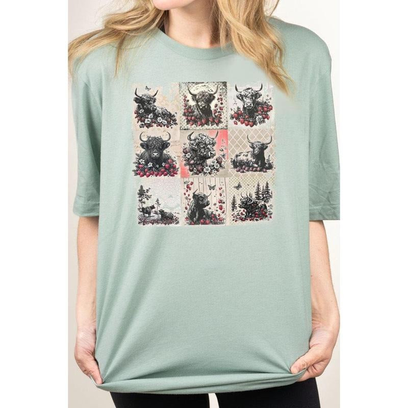 Strawberry Fields Highland Cow Combed Cotton T-Shirt Hoodie, Sweatshirt | HypeCrazeTee.com