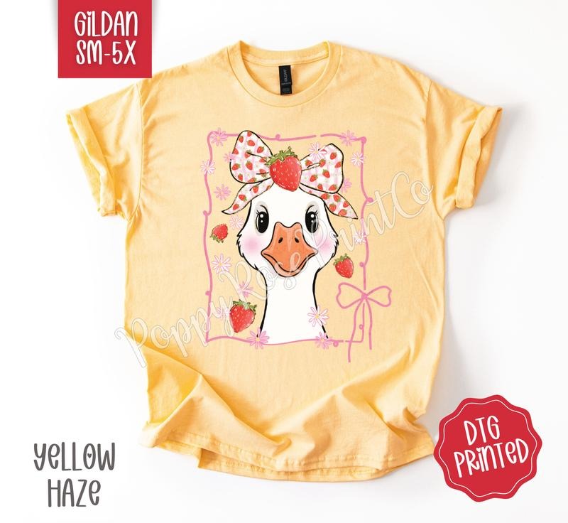 Strawberry Goose Gildan Shirt, Cute Summer Tshirt, Trendy Women's Tee, Gift for Her Hoodie, Sweatshirt | HypeCrazeTee.com