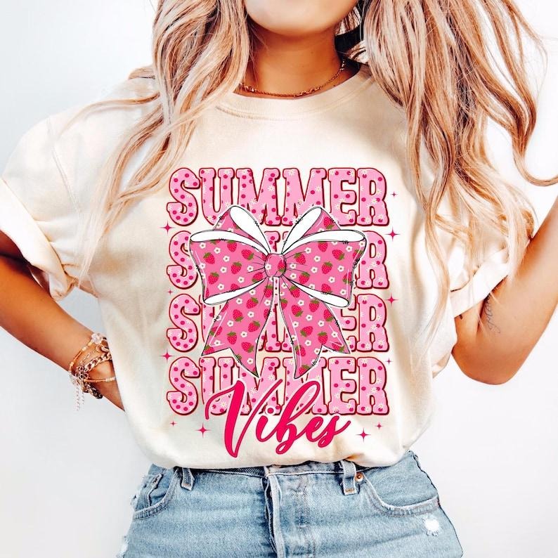 Strawberry Summer Vibes Coquette Festival Preppy Floral Strawberry T-Shirt Hoodie, Sweatshirt | HypeCrazeTee.com