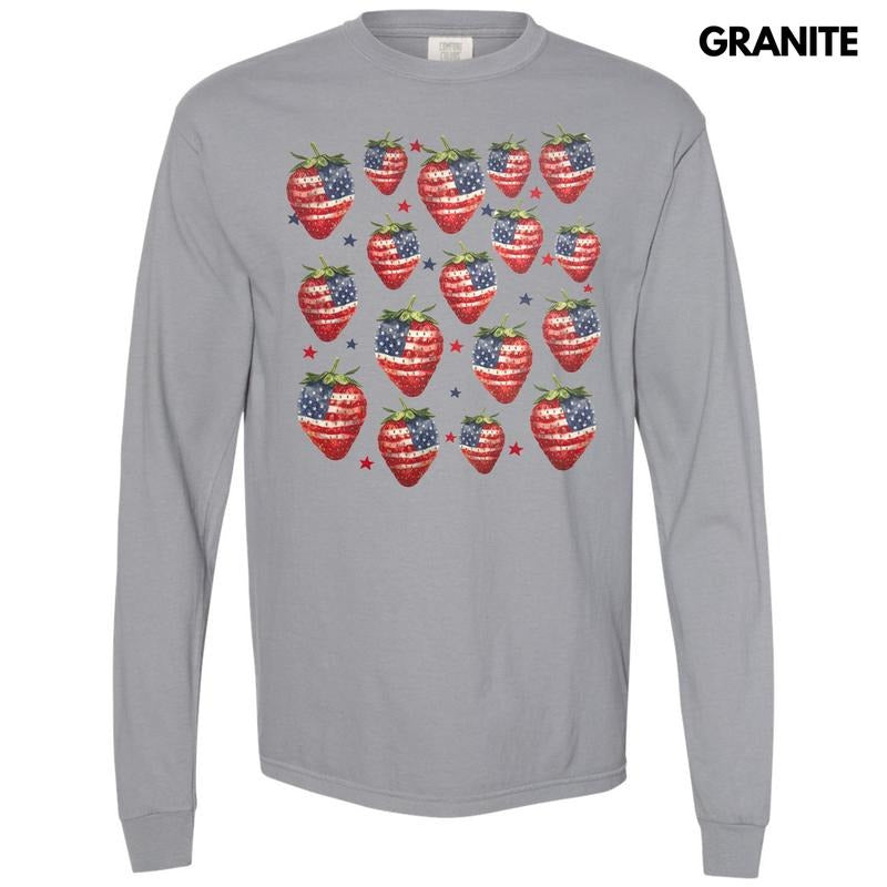 Strawberry USA Long Sleeve Comfort Colors T-Shirt Hoodie, Sweatshirt | HypeCrazeTee.com