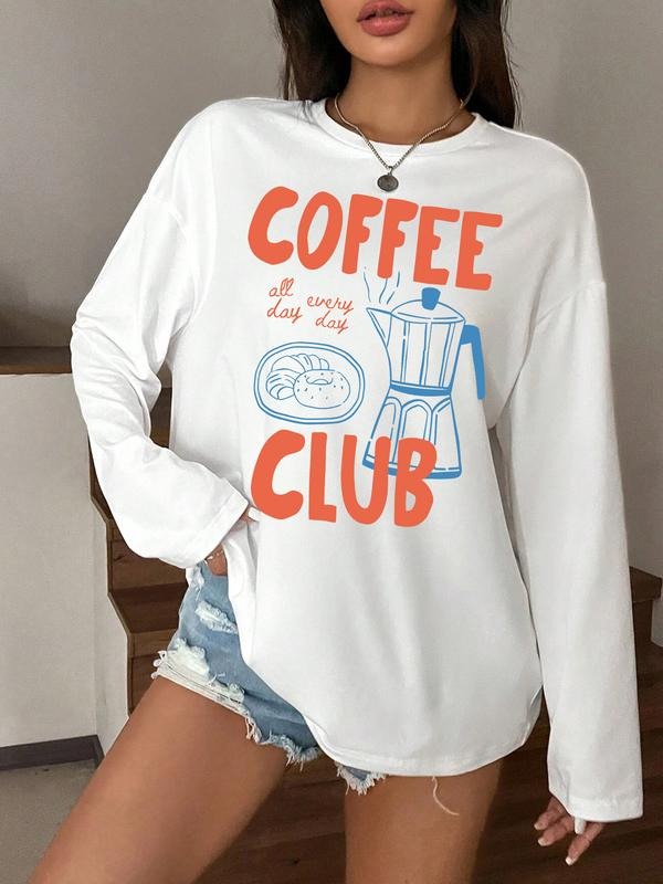 Street Style Printed Loose Fit Long Sleeve T-Shirt, Y2K Minimalist Casual Wear, Unique Retro Comfortable Streetwear...