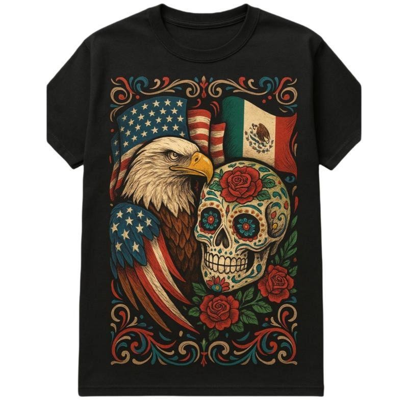 Streetwear Graphic Tee Skate Fans Eagle & Sugar Skull Heritage Tee  Retro Vintage Design  vintage graphic tees trendy...