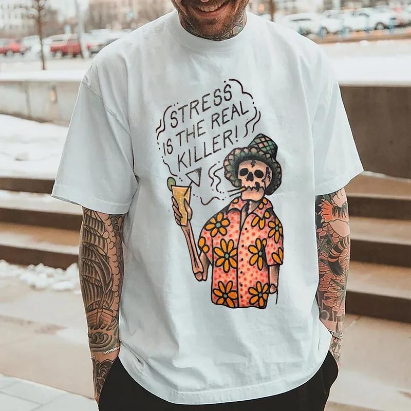 Stress Is The Real Killer! SK Printed Men's T-shirt - Naughty Clothes Men Hoodie, Sweatshirt | HypeCrazeTee.com