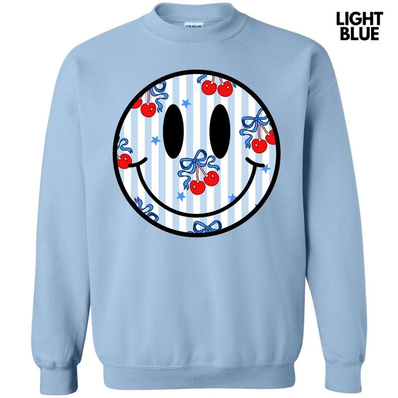 Stripe Cherry Happy Face Sweatshirt 'NLB' T-Shirts, Hoodie | HypeCrazeTee.com