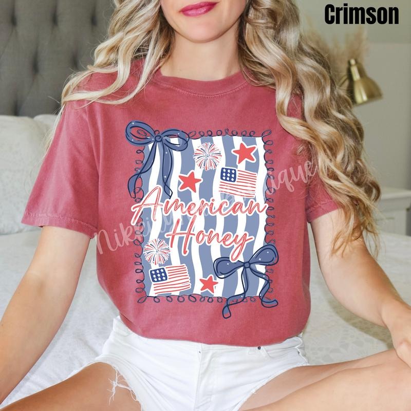 Striped American Honey Comfort Colors T-Shirt 'NLB' Top Womenswear Hoodie, Sweatshirt | HypeCrazeTee.com