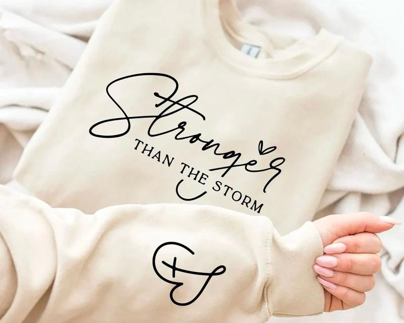 Stronger Than The Storm Sweatshirt, Boho Self Care T-Shirt, Inspirational Women Hoodie, Christian Sweatshirt, Bible Verse...