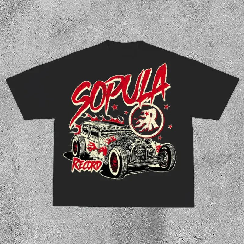 Studio Fun Flame Car Graphics Print Cotton T-Shirt Hoodie, Sweatshirt | HypeCrazeTee.com
