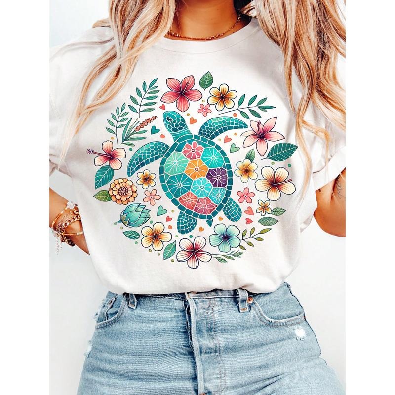 Stylish T - Shirt: Rock a Tropical - inspired Turtle Design Hoodie, Sweatshirt | HypeCrazeTee.com