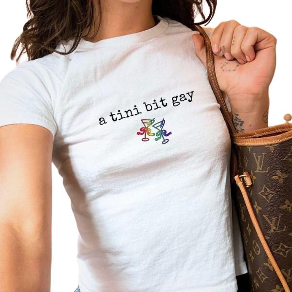 Subtle Lesbian Baby Tee, A Tini Bit Gay Sapphic Shirt, WLW Gift Ideas, Femme Pride Month Girlfriend Shirt Hoodie, Sweatshirt