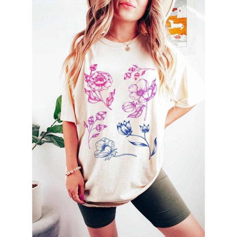 Subtle bisexual pride shirt | floral bisexual shirt | cottagecore bisexual shirt | boho bisexual shirt | bi pride tee |...
