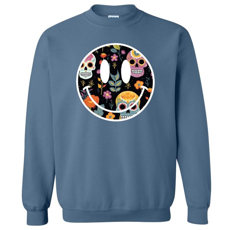 Sugar Skull Happy Face Sweatshirt 'NLB' T-Shirts, Hoodie | HypeCrazeTee.com