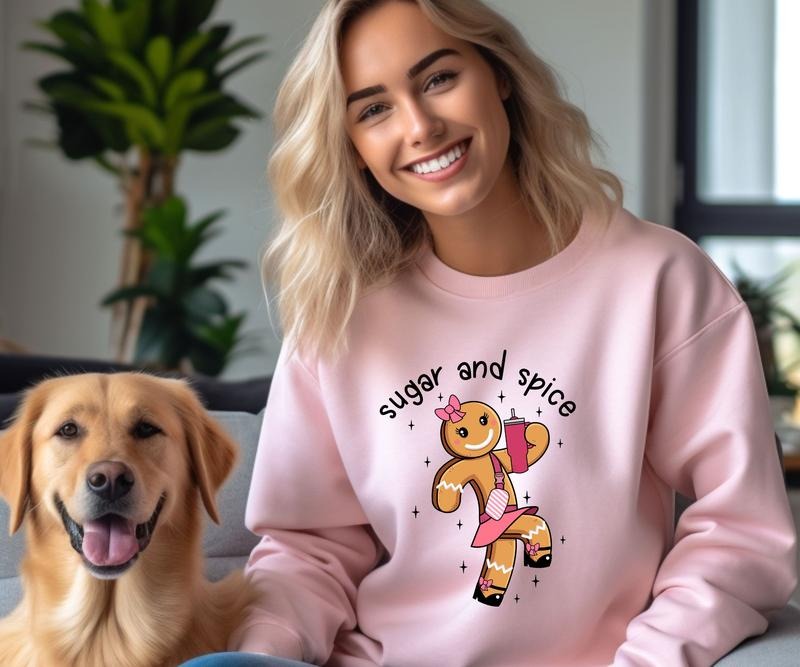 Sugar and Spice Gingerbread Crewneck Sweatshirt T-Shirts, Hoodie | HypeCrazeTee.com