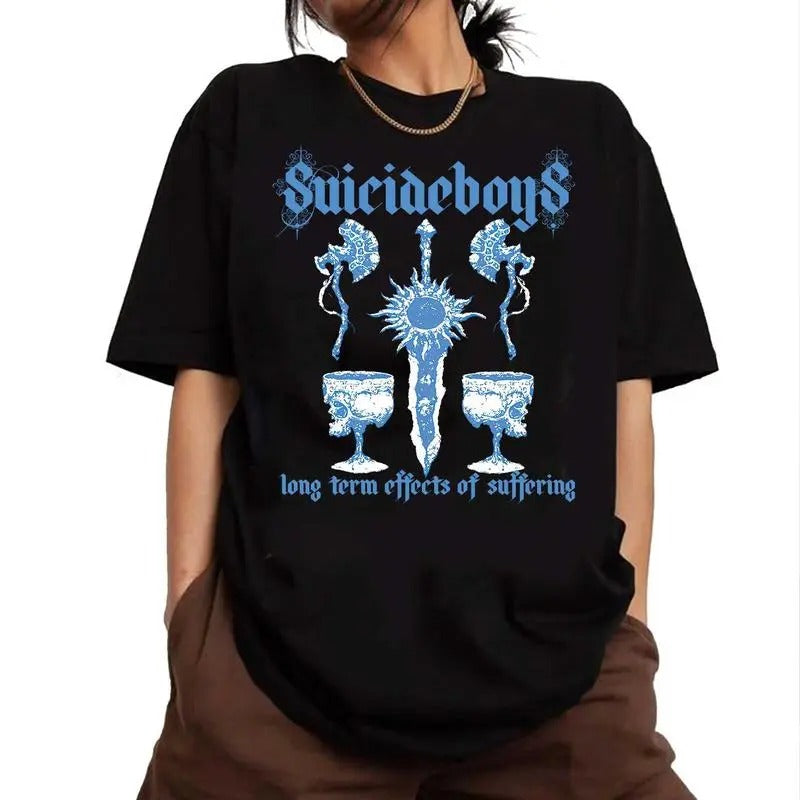 Suicideboys Back T Shirt, Long Term Effects Of Suffering Album T Shirt, Suicideboys New Album T Shirt, Unisex Heavy...