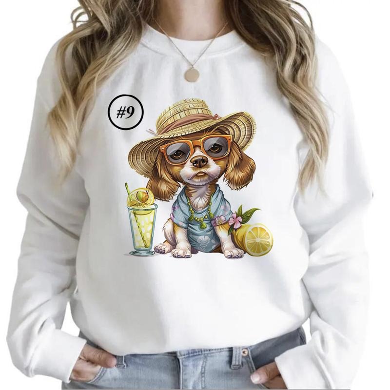 Summer Dogs Cute Funny Sweatshirts Beach Sunny Day Hoodie Cocktail Summer T-shirt Hunting Season Unisex 2 Cotton Womenswear