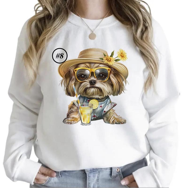 Summer Dogs Funny Cute Sweatshirts Beach Vibes Hoodie Sunny Day Cocktail Summer T-shirt Hunting Season Unisex 1 Cotton...