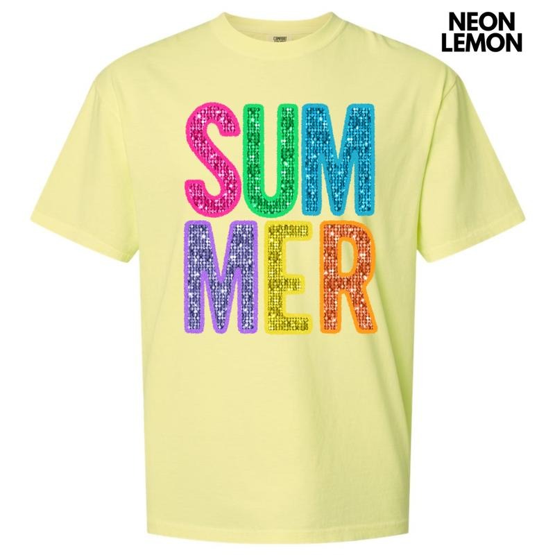 Summer Faux Sequin Comfort Colors T-Shirt 'NLB' Hoodie, Sweatshirt | HypeCrazeTee.com