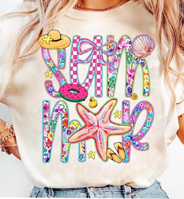 Summer Floral Coquette Starfish Retro Beach Hello Summer Brushstroke T-Shirts, Hoodie, Sweatshirt