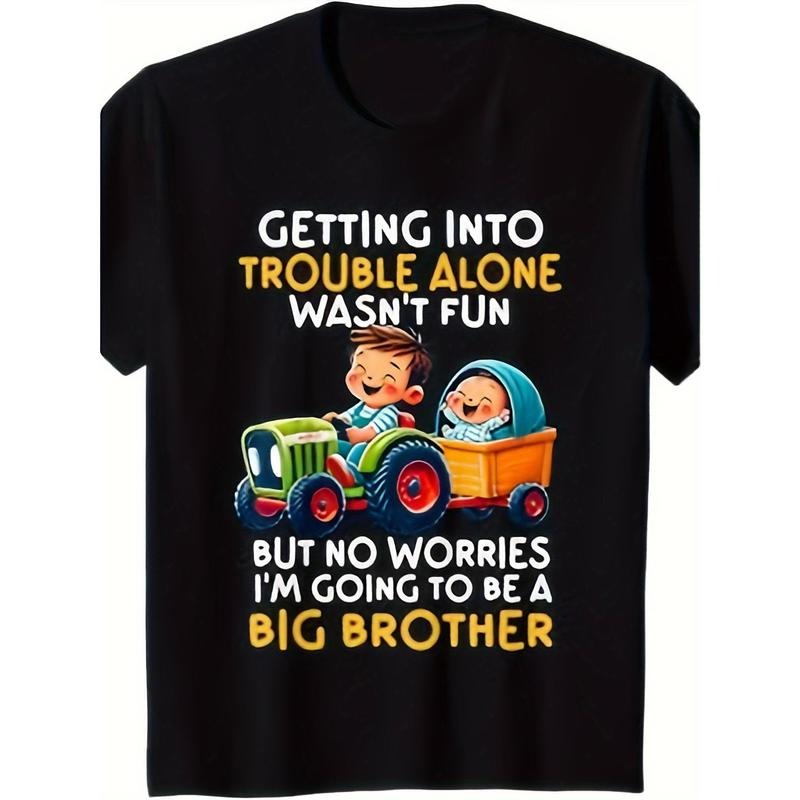 Fun 'Promoted to Big Brother' Tractor Graphic T-Shirt for Boys and Girls- Soft Cotton, Comfortable Crew Neck, Perfect...