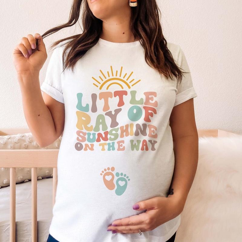 Summer Pregnancy Announcement Spring Beach Baby Reveal Vacation Maternity Shirt Ray of Sunshine Baby Shower Tshirt Sun...