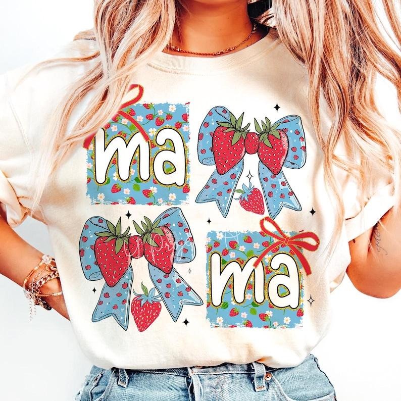 Summer Strawberry Mama Shirt Trendy Coquette Mama Mothers Day Mom DTF Transfer T-Shirt Hoodie, Sweatshirt | HypeCrazeTee.com