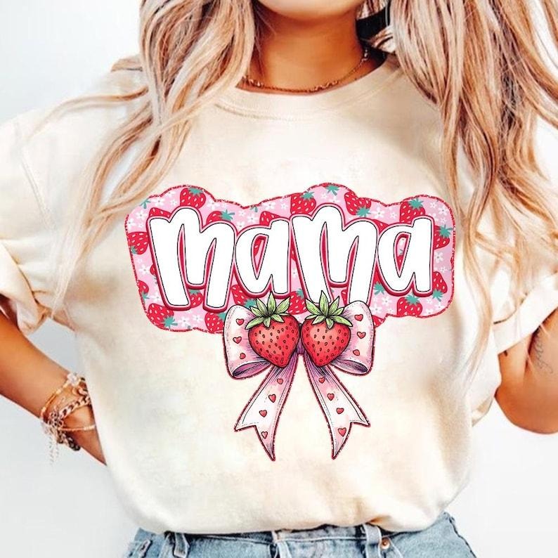 Summer Strawberry Mama Shirt Trendy Coquette Mothers Day Cute Mom Life Gift T-Shirt Hoodie, Sweatshirt | HypeCrazeTee.com