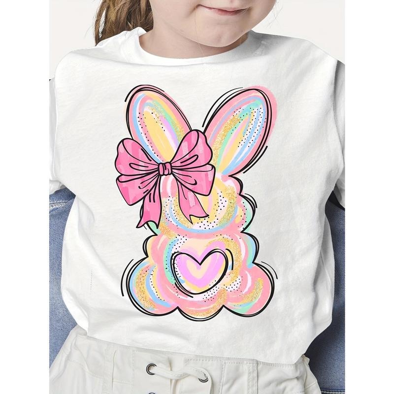 Easter Girls' Spring/Summer T-Shirt, St. Patrick'S Day & Easter Bunny Print, All-Season Comfortable Fit