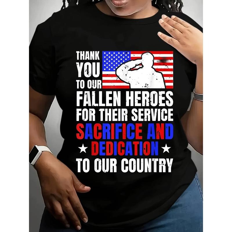 Plus Size Women's Memorial Day Patriotic T-Shirt