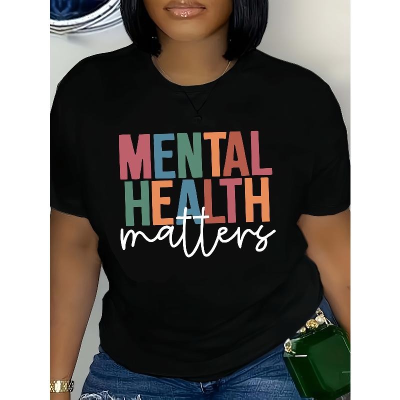 [100% Cotton] [Mental Health Matters T-Shirt] Breathable, Machine Washable Mental Health Matters Women'S Casual Short...