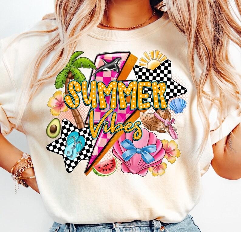 Summer Vibes Beach Tropical Retro Ocean Aesthetic Coquette T-Shirt Hoodie, Sweatshirt | HypeCrazeTee.com