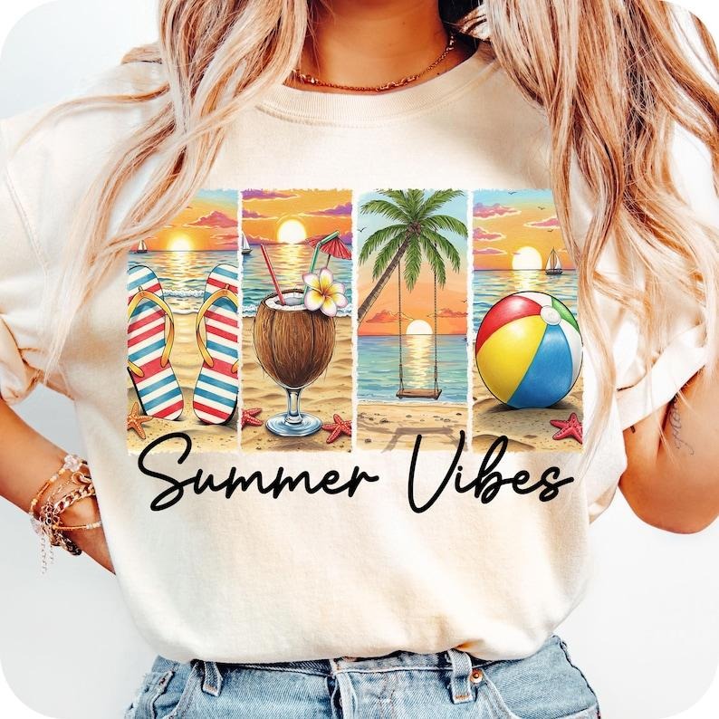 Summer Vibes Retro Beach Hello Vacation Tropical Summer T-Shirt Hoodie, Sweatshirt | HypeCrazeTee.com