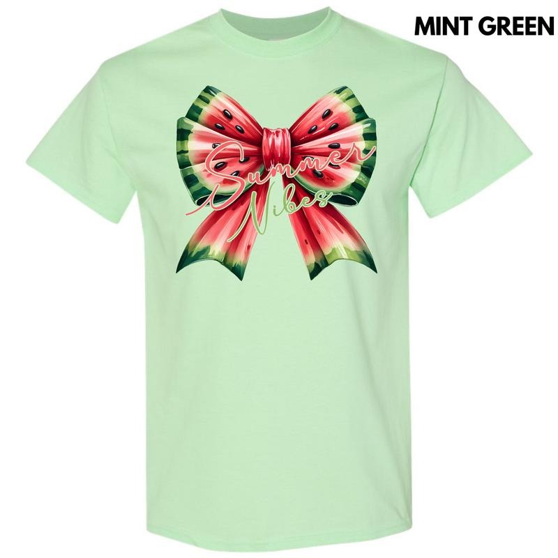 Summer Watermelon Bow Gildan Short Sleeve T-Shirt 'NLB' Hoodie, Sweatshirt | HypeCrazeTee.com