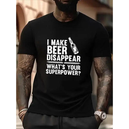 Men's "I Make Beer Disappear" Graphic Cotton T-Shirt