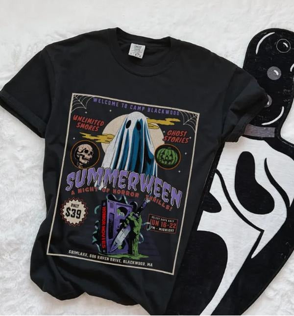 Summerween Ghost Folk Horror Shirt Slasher Summer Camp 80's Retro Horror Movie Poster Comfort Colors 1717 Shirt Boo...