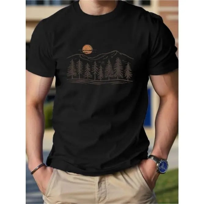 Sun Mountains Woods Men's Cotton T-shirt Comfortable EditionMade in USA Hoodie, Sweatshirt | HypeCrazeTee.com