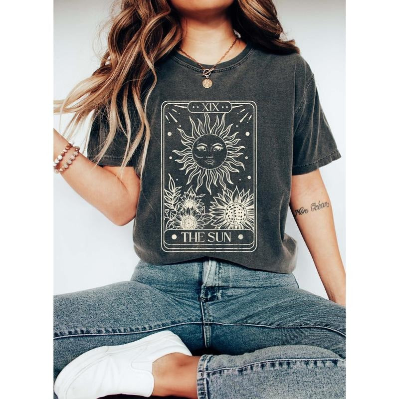 Sun Tarot Card Celestial Comfort Colors Tshirt Hoodie, Sweatshirt | HypeCrazeTee.com