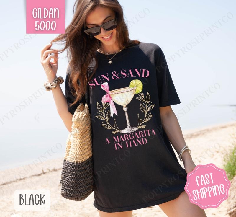 Sun and Sand Margarita Gildan Shirt, Cute Cocktail Tshirt, Trendy Margarita Tee Hoodie, Sweatshirt | HypeCrazeTee.com