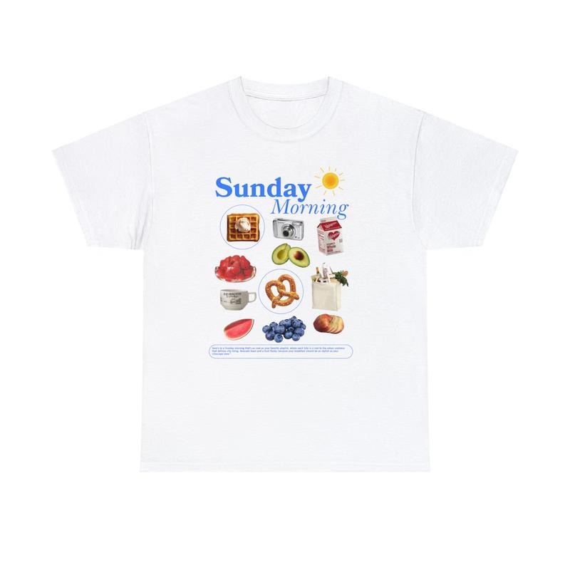 Sunday Morning Graphic Tee, Aesthetic Crewneck Shirt, Trendy Crewneck Graphic Sweatshirt, Breakfast Club Graphic...