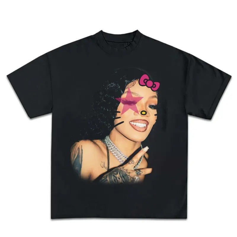 Super Star Big Glorillaa Kityy Graphic Big Face Rap Tee Shirt Retro Top Streetwear Hoodie, Sweatshirt | HypeCrazeTee.com