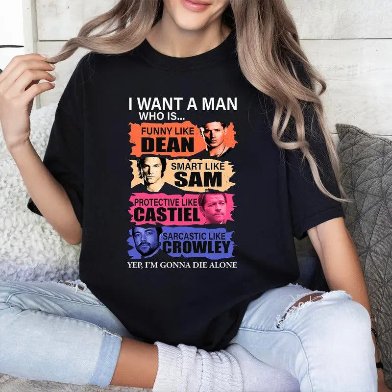 Supernatural Sam Dean Winchester Brothers Shirt Woman Man Casual Cotton Fabric T-Shirts, Hoodie, Sweatshirt