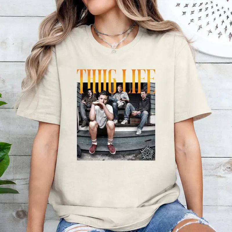 Supernatural Thug Life Supernatural Vintage Woman Man Fabric Fabric Fabric T-Shirts, Hoodie, Sweatshirt