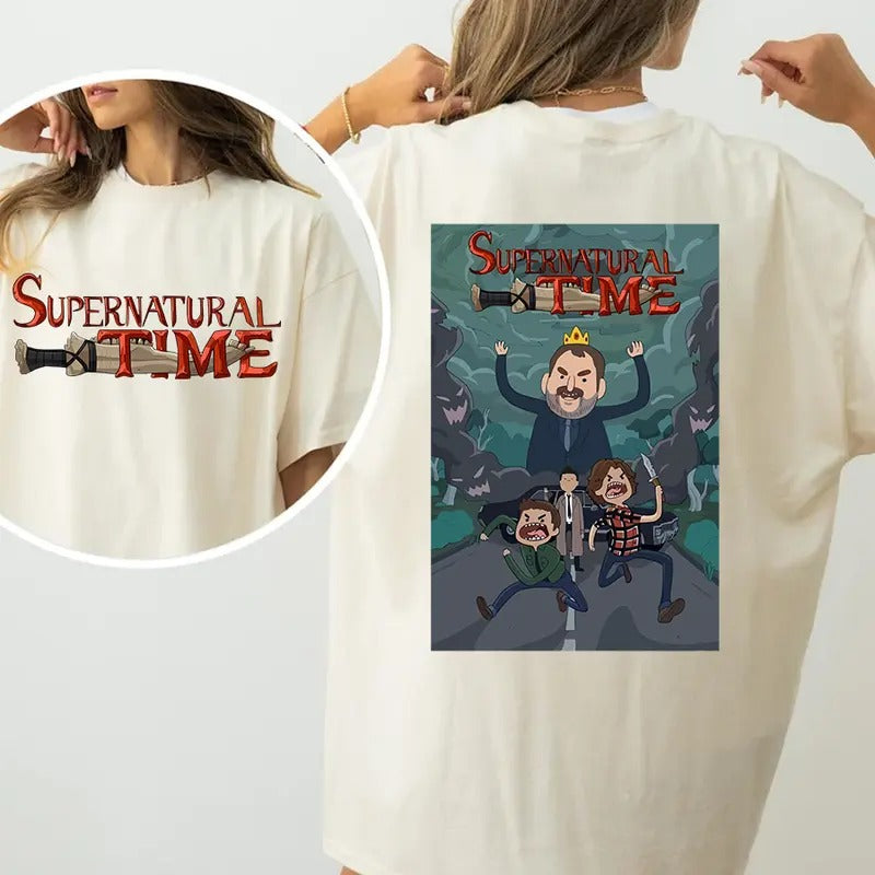 Supernatural x Adventure Time T Shirt, Supernatural T Shirt, Gift For Woman and Man Unisex T-Shirt Sweatshirt Hoodie...