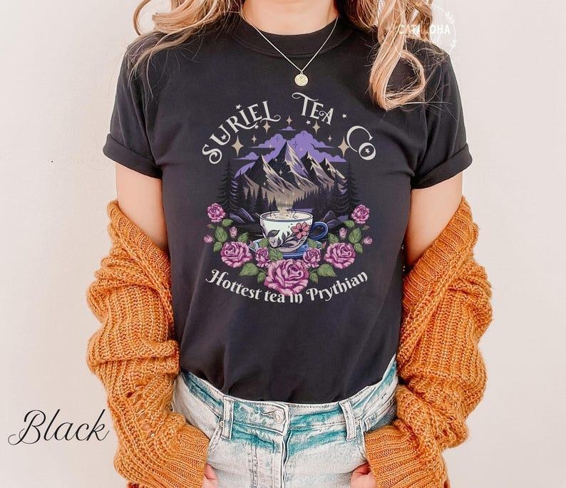 Suriel Tea Co Shirt Court Thorns Roses Suriel Tea SJM Acotar Bookish T-Shirts, Hoodie, Sweatshirt