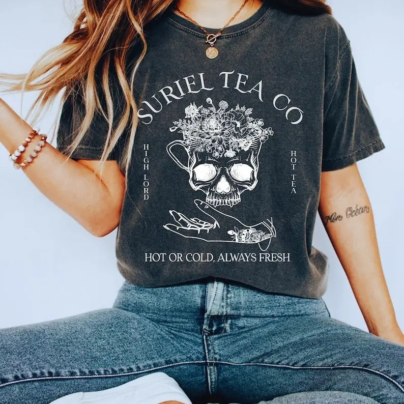 Suriel Tea Co Shirt Acotar Tea Shirt Bookish Sweat Sarah J Maas Shirt Court Thorns Roses Cotton Shirt Book Lover BookWorm Bookish Manon Blackbeak Throne Glass Sarah J Mass Shirt T-Shirts, Hoodie, Sweatshirt