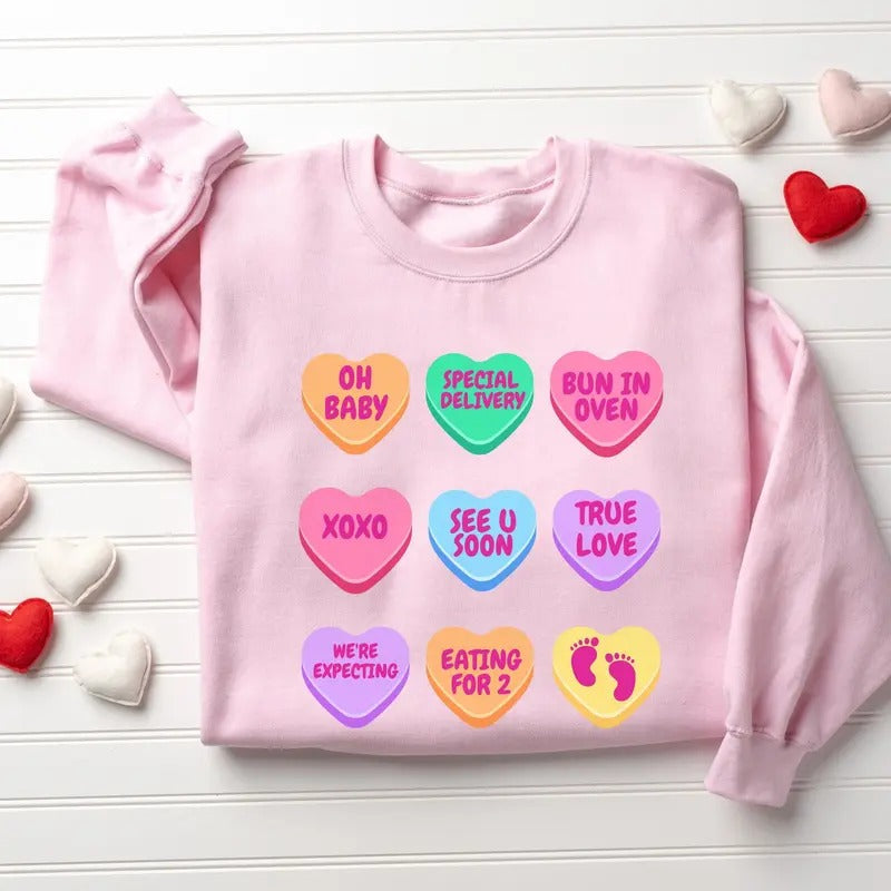 Surprise Valentine Pregnancy Announcement Sweatshirt, Valentines Pregnancy Sweatshirt T-Shirts, Hoodie | HypeCrazeTee.com